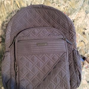 Vera Bradley Large Laptop Backpack, Solid Gray